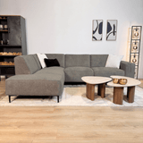 Sofas - Corner sofa taupe chenille mottled Ravi – left - Dimehouse