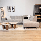 Sofas - Corner sofa gray chenille mottled Ravi – right - Dimehouse