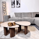Sofas - Corner sofa gray chenille mottled Ravi – right - Dimehouse