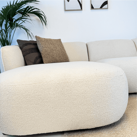Sofas - Corner sofa organic shape cream bouclé Sophie - left - Dimehouse