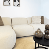 Sofas - Corner sofa organic shape cream bouclé Sophie - left - Dimehouse
