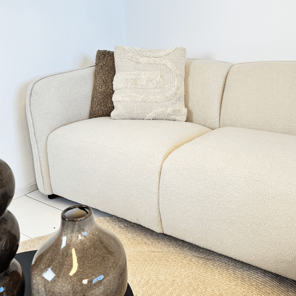 Sofas - Corner sofa organic shape cream bouclé Sophie - right - Dimehouse