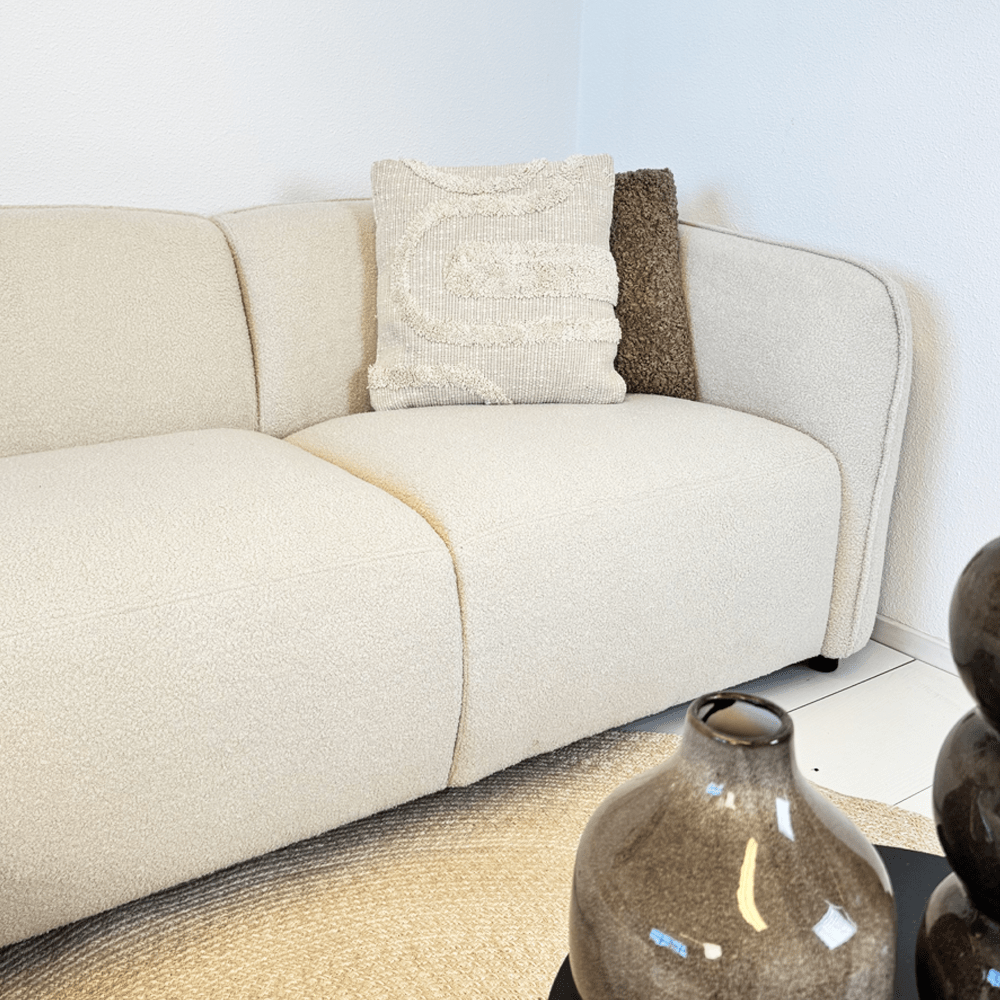 Sofas - Corner sofa organic shape cream bouclé Sophie - left - Dimehouse
