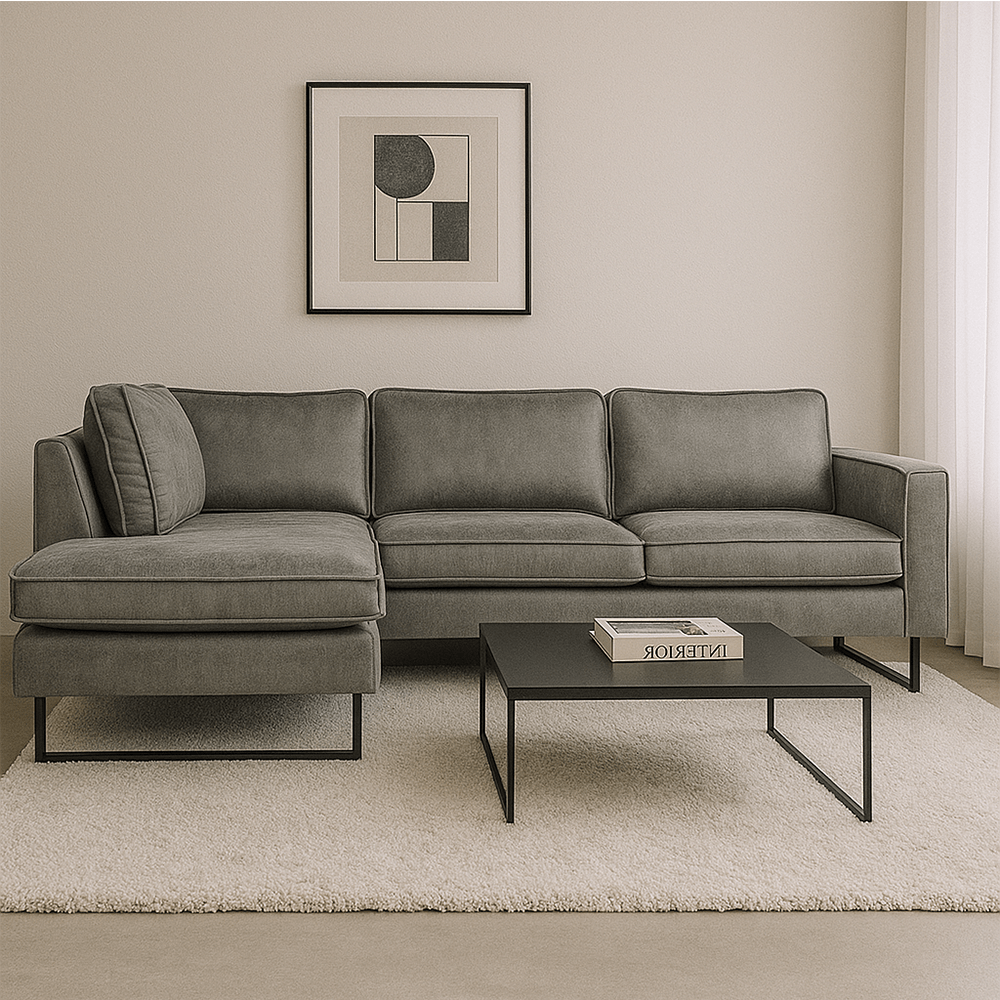 Sofas - Corner sofa gray microfibre Tulin - left - Dimehouse