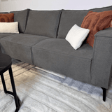 Sofas - Corner sofa with chaise longue anthracite chenille Yara - left - Dimehouse