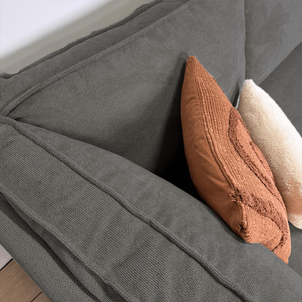 Sofas - Corner sofa with chaise longue anthracite chenille Yara - left - Dimehouse