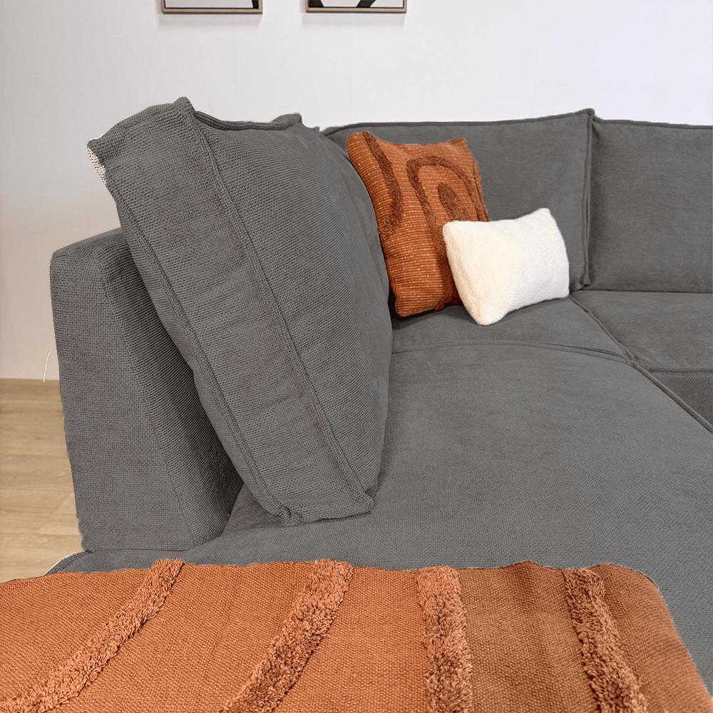Sofas - Corner sofa with chaise longue anthracite chenille Yara - left - Dimehouse