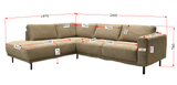 Sofas - Modern 3-seater Corner Sofa Left Beige Fabric Aniko with Lounger 240x197x78 cm - Dimehouse