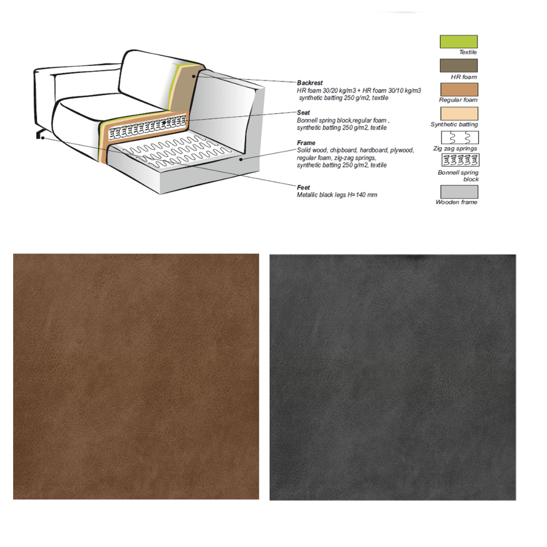 Sofas - Industrial corner sofa anthracite eco - leather Brisbane - left - Dimehouse