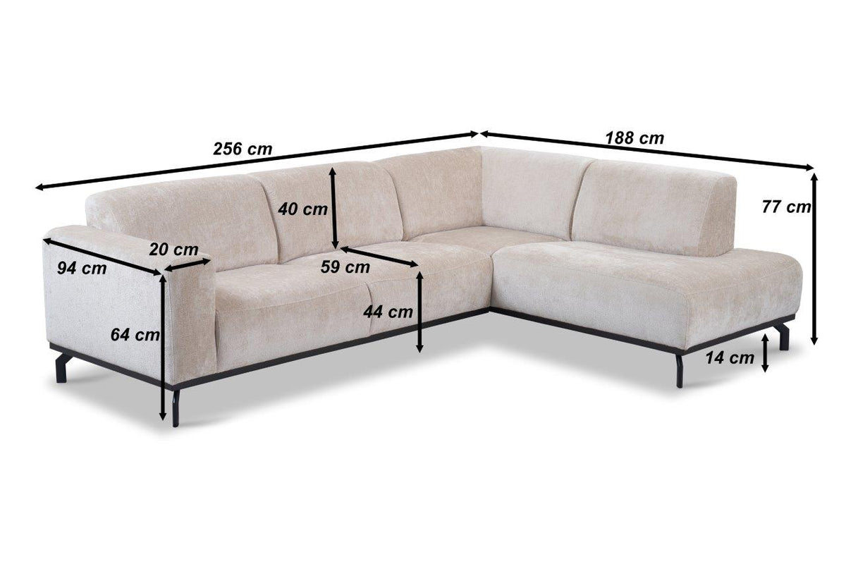 Sofas - Corner sofa with high legs taupe velvet Chloe - left - Dimehouse