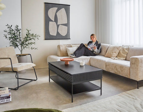 Sofas - Corner sofa with high legs beige velvet Chloe - left - Dimehouse