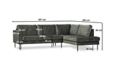 Sofas - Corner sofa green velvet high legs Gaya - right - Dimehouse