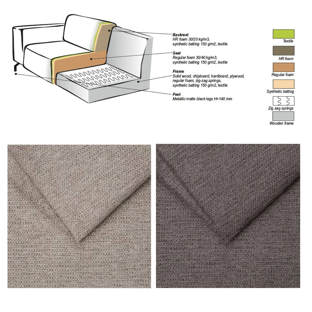 Sofas - Corner sofa taupe chenille mottled Ravi – left - Dimehouse