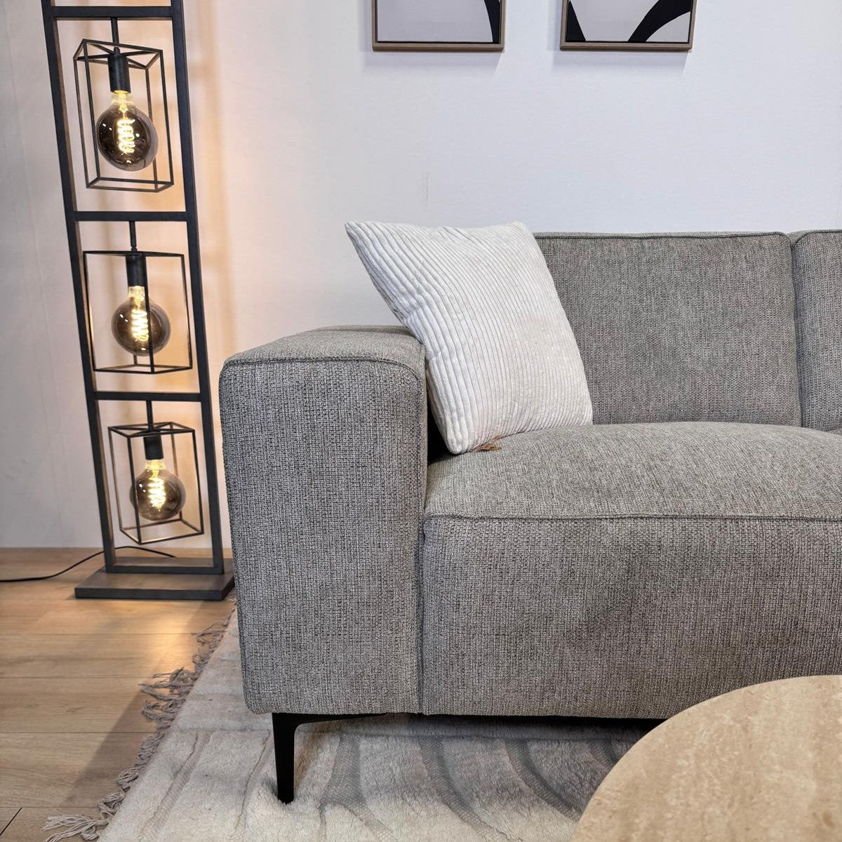 Sofas - Corner sofa gray chenille mottled Ravi – right - Dimehouse