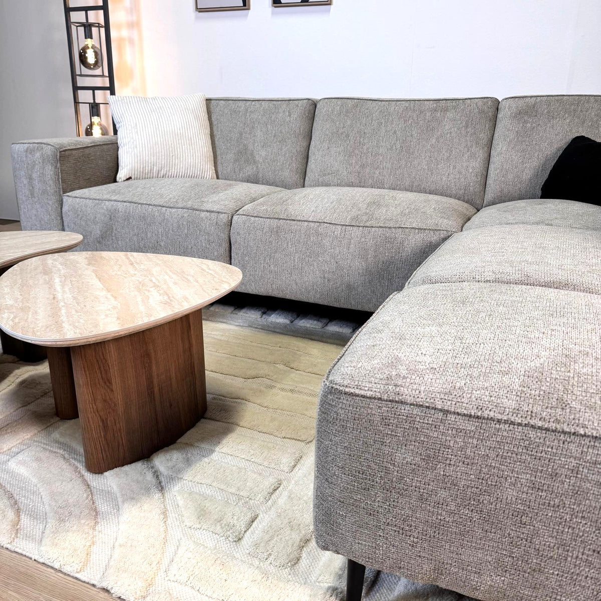 Sofas - Corner sofa gray chenille mottled Ravi – Left - Dimehouse
