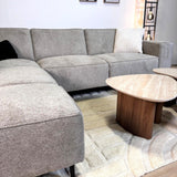 Sofas - Corner sofa gray chenille mottled Ravi – right - Dimehouse
