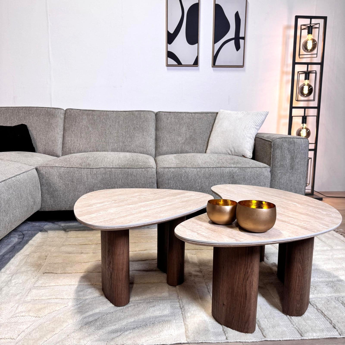 Sofas - Corner sofa gray chenille mottled Ravi – Left - Dimehouse