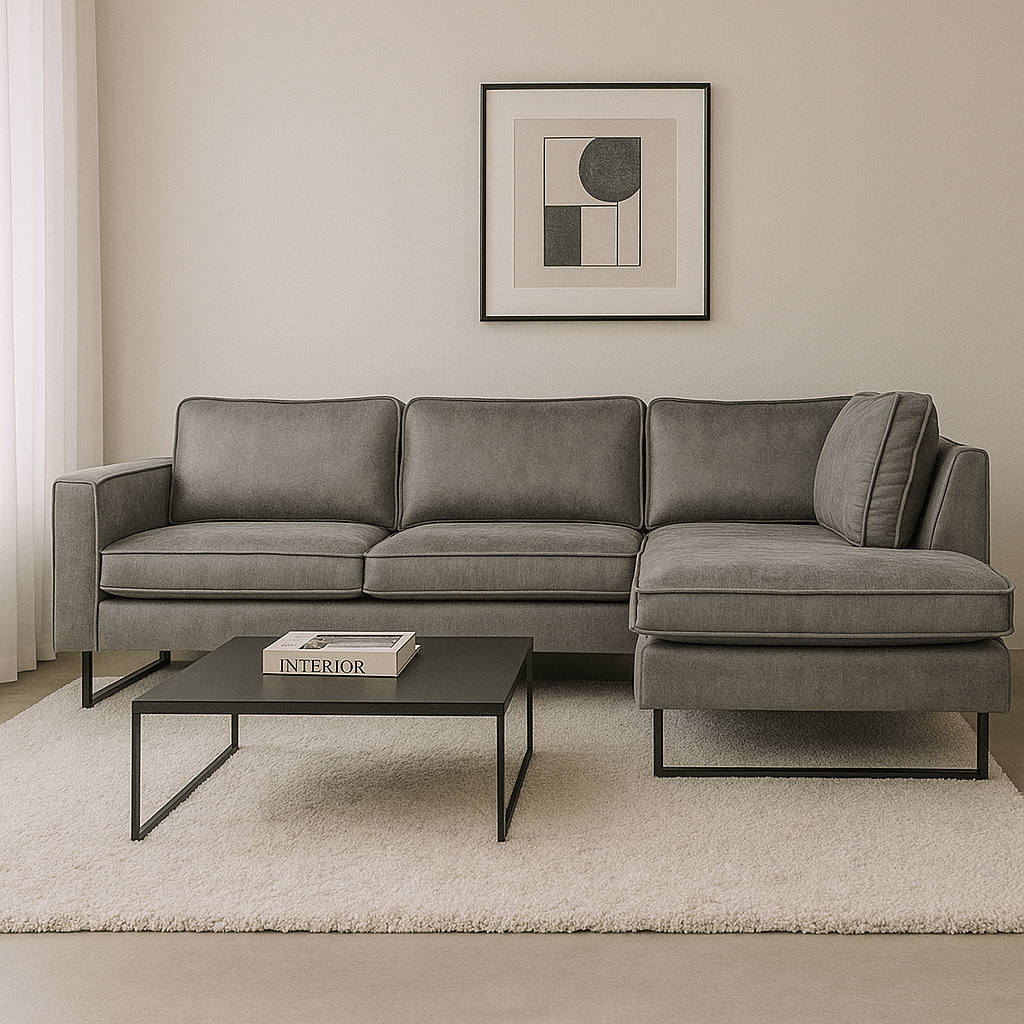 Sofas - Corner sofa gray microfibre Tulin - right - Dimehouse