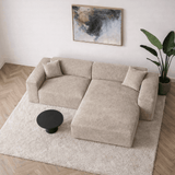 Sofas - Corner sofa beige chenille Wayne 264 cm - corner can be mounted left and right - Dimehouse