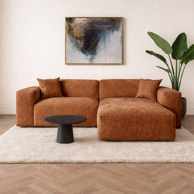 Sofas - Corner sofa copper chenille Wayne 264 cm - corner can be mounted left and right - Dimehouse