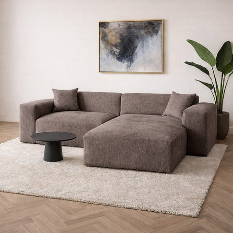 Sofas - Corner sofa taupe chenille Wayne 264 cm - corner can be mounted left and right - Dimehouse