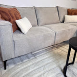 Sofas - Corner sofa with chaise longue beige chenille Yara - right - Dimehouse
