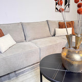 Sofas - Corner sofa with chaise longue beige chenille Yara - right - Dimehouse