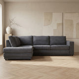 Sofas - Corner sofa anthracite ribbed sofa Gabi - left - Dimehouse