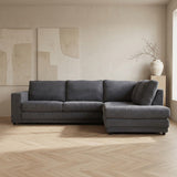 Sofas - Corner sofa anthracite ribbed folding sofa Gabi - right - Dimehouse