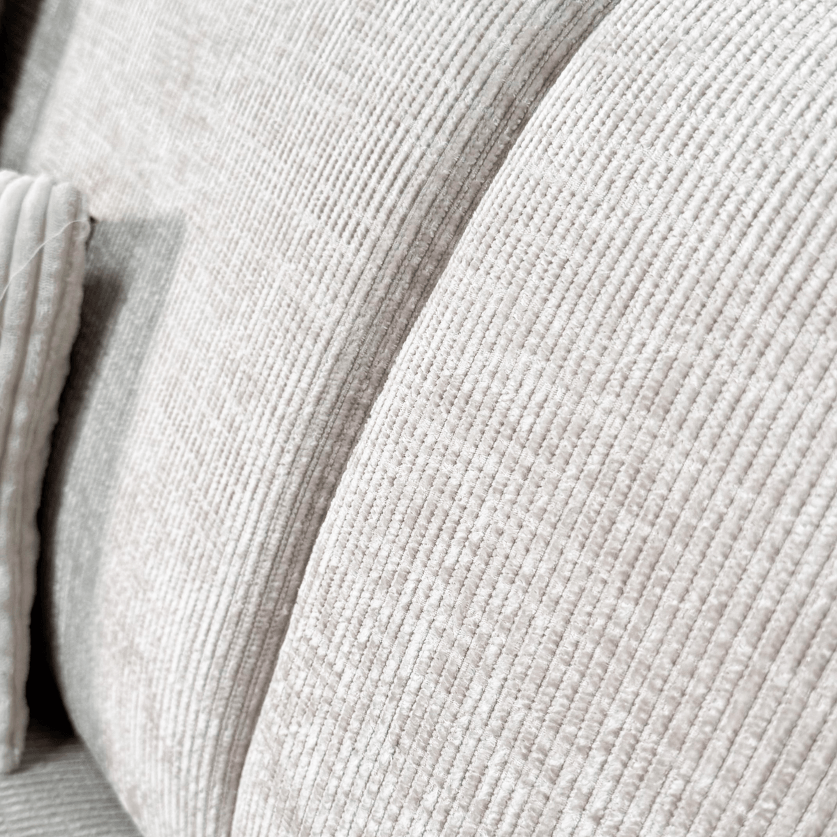 Sofas - Corner sofa with chaise longue beige chenille fabric Manon - right - Dimehouse