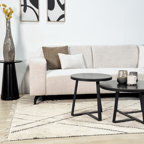 Sofas - Corner sofa with chaise longue beige chenille fabric Manon - right - Dimehouse