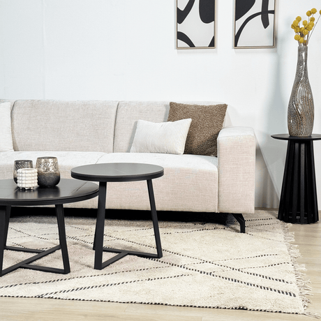 Sofas - Corner sofa with chaise longue beige chenille fabric Manon - left - Dimehouse