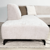 Sofas - Corner sofa with chaise longue beige chenille fabric Manon - left - Dimehouse