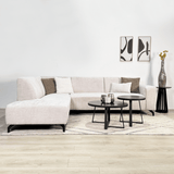 Sofas - Corner sofa with chaise longue beige chenille fabric Manon - left - Dimehouse