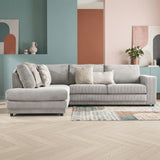Sofas - Corner sofa light gray ribbed sofa Gabi - left - Dimehouse