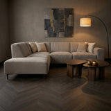 Sofas - Corner sofa gray chenille mottled Ravi – Left - Dimehouse