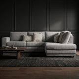 Sofas - Corner sofa light gray ribbed sofa Gabi - right - Dimehouse