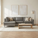 Corner sofa gray microfibre Tulin - left atmospheric photo in modern interior