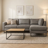 Corner sofa gray microfibre Tulin - right mood photo in modern interior