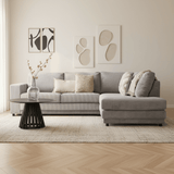 Corner sofa light gray ribbed folding sofa Gabi - right