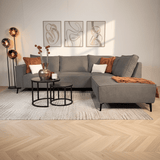 Corner sofa with chaise longue anthracite chenille Yara - right