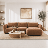 Sofas - Corner sofa round longue copper velvet textured fabric Dwayne - right - Dimehouse
