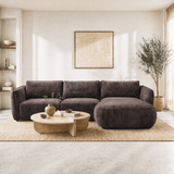 Sofas - Corner sofa round longue mocha brown velvet textured fabric Dwayne - right - Dimehouse