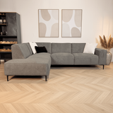 Sofas - Corner sofa taupe chenille mottled Ravi – left - Dimehouse