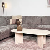 Sofas - Corner sofa with chaise longue taupe chenille fabric Manon - left - Dimehouse