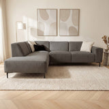 Sofas - Corner sofa taupe chenille mottled Ravi – left - Dimehouse