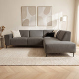Sofas - Corner sofa taupe chenille mottled Ravi – right - Dimehouse