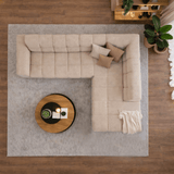 Sofas - Corner sofa with lounge beige bouclé fabric Nova - right - Dimehouse