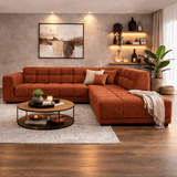 Sofas - Corner sofa with lounge copper bouclé fabric Nova - right - Dimehouse