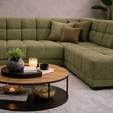 Sofas - Corner sofa with lounge olive green bouclé fabric Nova - right - Dimehouse